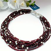 Украшения handmade. Livemaster - original item Garnet necklace with pearls 
