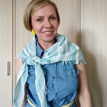 Аксессуары ручной работы. Ярмарка Мастеров - ручная работа Косынка летняя льняная Мята ручное ткачество. Handmade.
