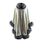 Одежда handmade. Livemaster - original item Poncho: Cashmere with feather fox fur. Handmade.