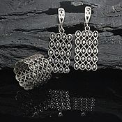 Украшения handmade. Livemaster - original item Ellida earrings and ring made of 925 sterling silver DD0050. Handmade.