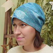 Аксессуары handmade. Livemaster - original item Beanie felted women`s hat made of wool Double-sided blue hat. Handmade.