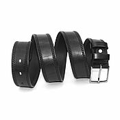 Аксессуары handmade. Livemaster - original item Straps: Men`s leather belt black 35 mm wide Mod. RM-351. Handmade.