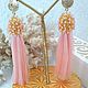 Drop pink beaded and silk brush earrings. Tassel earrings. elena (luxus-stil). My Livemaster. Фото №4