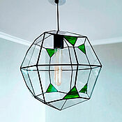 Для дома и интерьера handmade. Livemaster - original item Suspended geometric lamp with green edges. Handmade.
