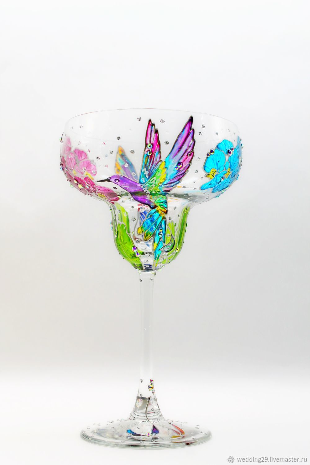 Бокал маргариты " Колибри" витражная роспись в интернет-магазине ...