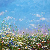 Картины и панно handmade. Livemaster - original item Modern painting with daisies in the field Summer landscape. Handmade.