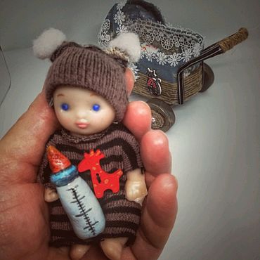Винтаж ручной работы. Ярмарка Мастеров - ручная работа Винтаж: Колясочка с советским пупсом(70-80г.г.). Handmade.