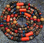 Работы для детей, handmade. Livemaster - original item Ashberry beads, long beads, coral, Jasper wood Tibet blue orange. Handmade.