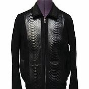 Мужская одежда handmade. Livemaster - original item Men`s jacket, made of python leather and suede, in black!. Handmade.