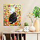 Painting of a Girl and a black cat / black cat. A gift to a cat lover. Pictures. House of the Sun (irina-bast). My Livemaster. Фото №4