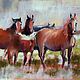 Painting with horses Pastel (brown grey green). Pictures. Pastelena. Online shopping on My Livemaster.  Фото №2