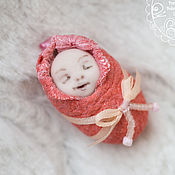 Куклы и игрушки handmade. Livemaster - original item Miniature sleeping baby doll from the silkworm cocoon. Handmade.