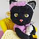 Черный котенок в кресле. Валяная игрушка кошка Войлочная игрушка кот. Войлочная игрушка. Лёлики Валяные игрушки Ольги Деркунской. Ярмарка Мастеров.  Фото №5