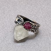 Украшения handmade. Livemaster - original item Split silver 925 ring with ruby crystal. Handmade.