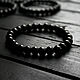 Bracelet of black agate 'Eclipse' 8 mm, Bead bracelet, Tambov,  Фото №1