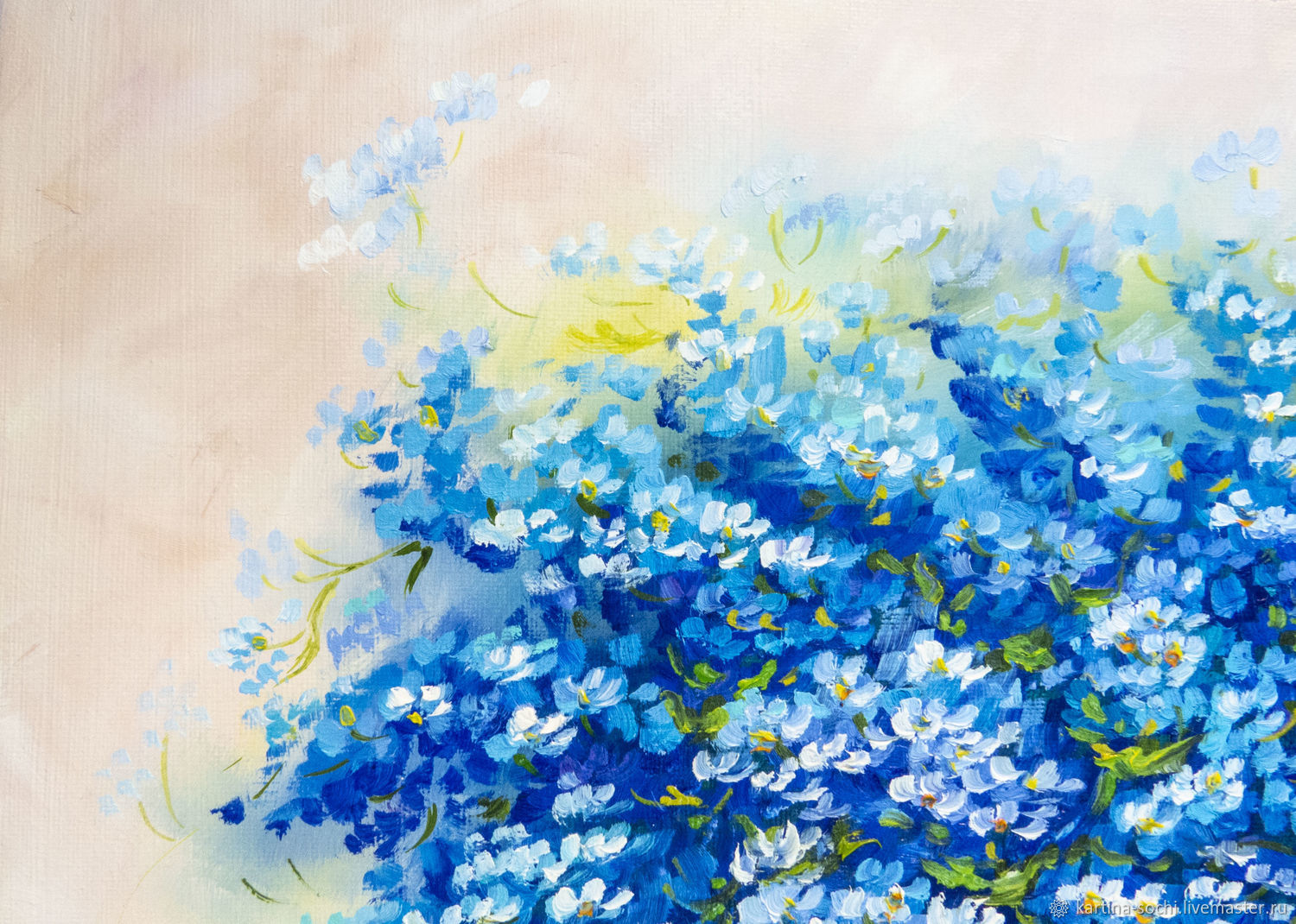 Голубые цветы картина