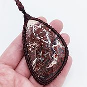 Украшения handmade. Livemaster - original item Burgundy jasper pendant large natural stone pendant on a cord. Handmade.