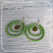 Украшения handmade. Livemaster - original item Earrings-rings made of beads and Czech beads. Handmade.