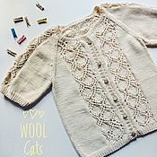 Работы для детей, handmade. Livemaster - original item Jacket knitted from cotton for girls openwork. Handmade.