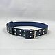 Belts for women, genuine leather with rivets, blue, 3.5 cm wide, Straps, Novosibirsk,  Фото №1
