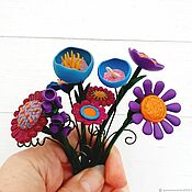 Цветы и флористика handmade. Livemaster - original item Unusual Mini Flowers Made of Polymer Clay Flower Pot Decor. Handmade.
