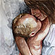 Акварель мама с малышом, трогательная картина в детскую. Картины. Мария Роева  Картины маслом (MyFoxyArt). Интернет-магазин Ярмарка Мастеров.  Фото №2