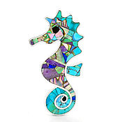 Украшения handmade. Livemaster - original item pendant Sea Horse. Turquoise, Charoite, Lapis Lazuli, Mother of Pearl. Handmade. Handmade.