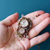 Украшения handmade. Livemaster - original item Brown pendant with Swarovski crystals. Handmade.