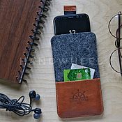 Сумки и аксессуары handmade. Livemaster - original item Leather and Felt phone case. Handmade.
