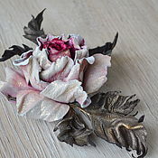 Украшения handmade. Livemaster - original item Flower leather rose brooch Aelita. Handmade.