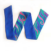 Аксессуары handmade. Livemaster - original item 100% Blue Silk Twilly Ribbon Bow Tie for Hair. Handmade.