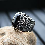 Украшения handmade. Livemaster - original item Ring with black agate 925 silver. Handmade.