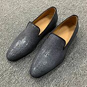 Обувь ручной работы handmade. Livemaster - original item Men`s loafers made of polished Stingray leather, grey color.. Handmade.