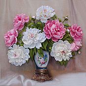 Картина лентами Тюльпаны три цвета 40 х 50 см