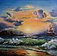 Картина маслом Залив перед заходом солнца. Морской пейзаж, Картины, Санкт-Петербург,  Фото №1
