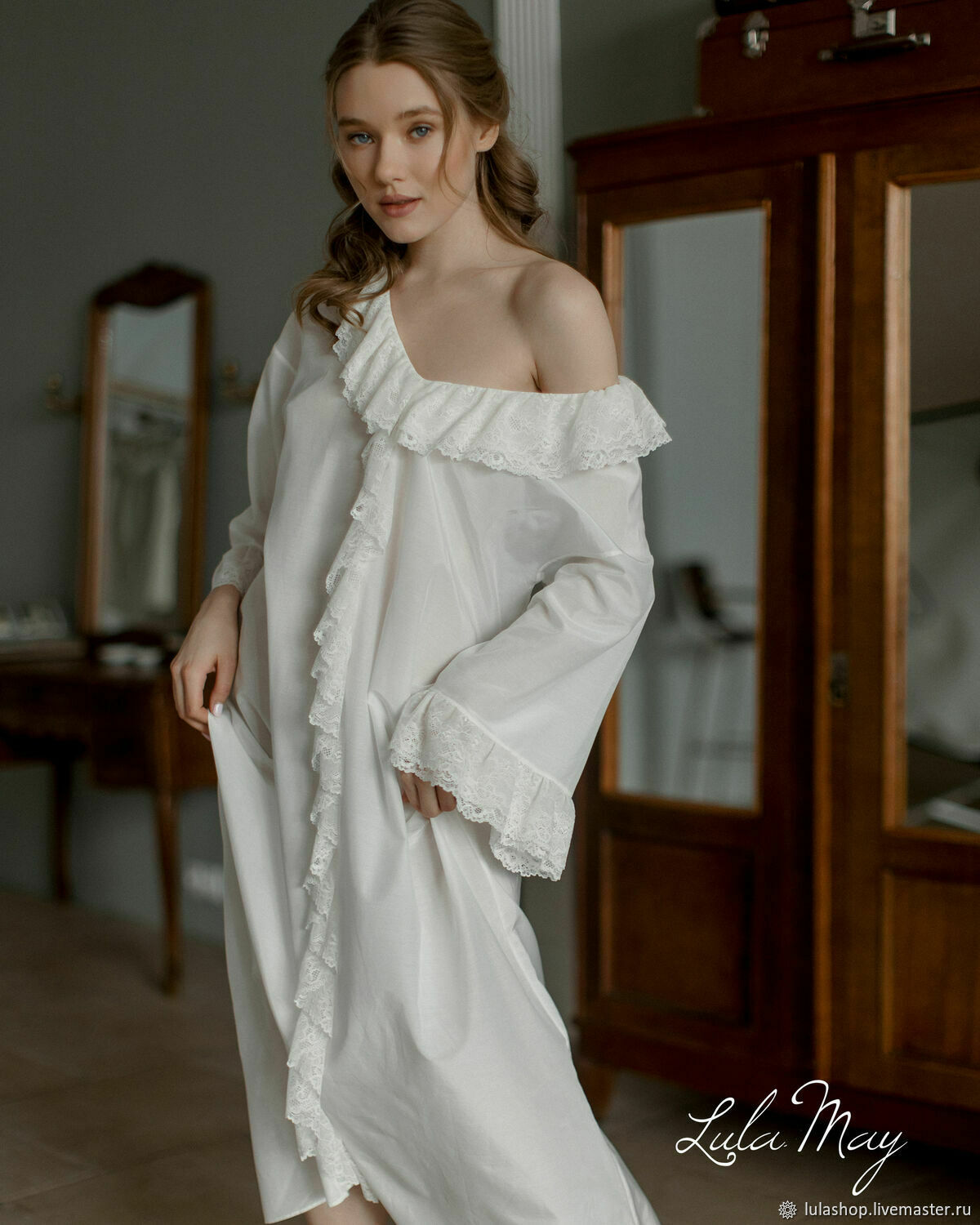 Cambric And Lace Angelica Nightgown Milky Color – купить на Ярмарке