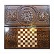 Backgammon carved 'King of Beasts' Art. .084, Backgammon and checkers, Moscow,  Фото №1