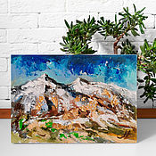 Картины и панно handmade. Livemaster - original item Golden Peaks-oil painting with mountains on canvas. Handmade.