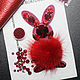 Order Set for brooch Red bunny back with master class. agraf. Livemaster. . Embroidery kits Фото №3