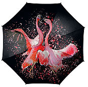 Аксессуары handmade. Livemaster - original item The umbrella women`s folding umbrella-cane with a beautiful pattern Flamingo. Handmade.