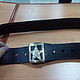 Men high quality brass star buckle Genuine leather belt. Straps. Saddlery and blacksmith's yard. My Livemaster. Фото №6