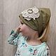 Косынка на резинке для девочки с цветком, цвет:олива. Банданы. MakoshLinen things. Ярмарка Мастеров.  Фото №10