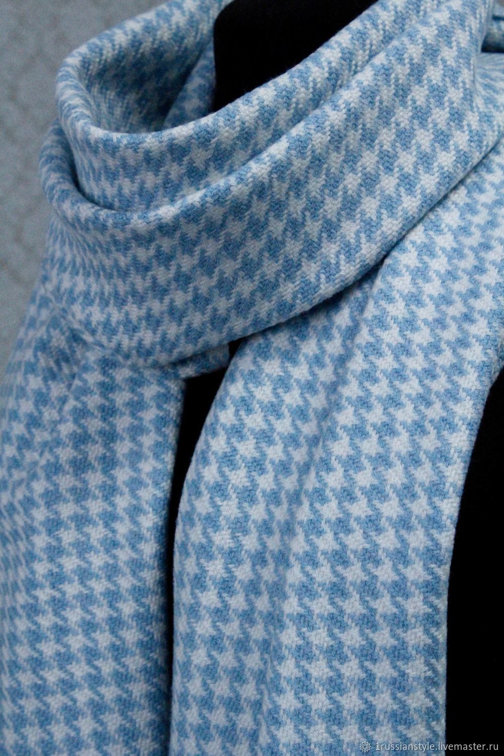 Woven scarf 'Pied-de-poule'. Merino, Scarves, Aprelevka,  Фото №1