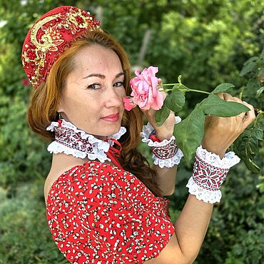 Аксессуары ручной работы. Ярмарка Мастеров - ручная работа Поручи, манжеты, чокер, оплечье в русском стиле с оберегом. Handmade.