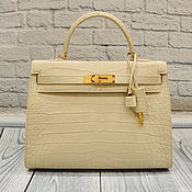 Сумки и аксессуары handmade. Livemaster - original item Classic bag made of genuine crocodile leather, in beige color!. Handmade.