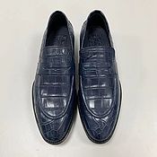 Обувь ручной работы handmade. Livemaster - original item Men`s loafers, made of genuine crocodile leather in blue.. Handmade.