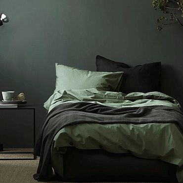 Для дома и интерьера ручной работы. Ярмарка Мастеров - ручная работа Лесной Зелёное однотонное постельное белье сатин люкс Royal lux. Handmade.