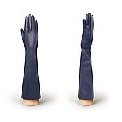 Винтаж handmade. Livemaster - original item Size 7.5. Winter long gloves made of blue leather with TOUCH. Handmade.
