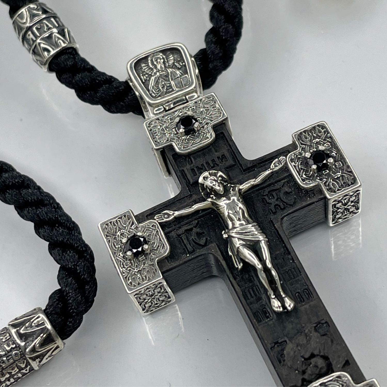 Крест нательный Серебряный мужской. Деревянный крест на шнурке, Крестик, Кострома,  Фото №1