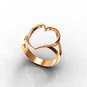 Украшения handmade. Livemaster - original item Open Heart ring in 585 gold (K33). Handmade.